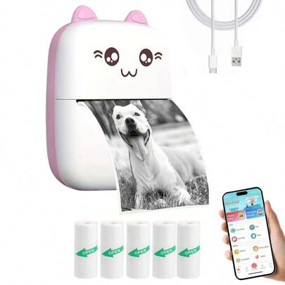 Impressora Portátil Mini, Impressora Térmica Sem Tinta Pocket Wireless, Compatível com iOS e Android, Para Etiquetas, Recibos, Fotos, Anotações, Escola, Casa e Escritório, Presentes de Halloween e Natal