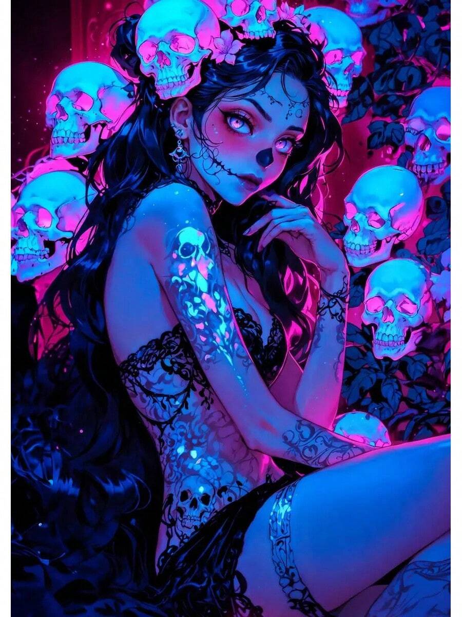 Anime Girl Tapestry, Spicy Girl Poster, Etiquette Room Decoration, Home Decoration Tapestry - 藏蓝色 - 查看 1