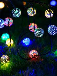 1 件摩洛哥球形太阳能灯串 - 20 个 LED 户外装饰，适用于花园、庭院、门廊、圣诞节、婚礼、派对闪烁仙女灯，具有 8 种模式，太阳能充电，镍电池，户外照明充满活力的户外灯太阳能充电灯