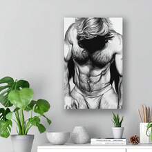 Framed Hairy Naked Guy Art Poster,Gay Art,S Exy Muscular Men (33) Canvas Painting Wall Art,Pictures,Cuadros Para La Sala,Dom Decor,Room Decor,Bathroom Decor,Painting,Made In The USA Products Home Decor And Accessories - Framed - View 5