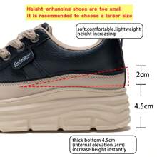 Zapatos Informales Para Niña Con Suela Gruesa Para Aumentar La Altura, Resistente Al Desgaste, Parte Superior PU, Estilo Simple, Adecuados Para Otoño, Combina Con Todo