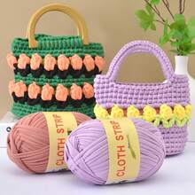 1 Pc T-Shirt Yarn, 7 Oz/200g, 72 Yd/66m Elastic Fabric Crochet Knitted T-Shirt Yarn, Thick Polyester Ribbon Used For Crochet/Woven Bags, Baskets, Carpets, Home Decor, DIY Crafts - Multicolor - View 7