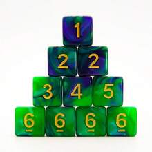 SWAJUJA 10PCS Polyhedral Dice - D6 Acrylic 16mm 6 Sided Double Color Game Dice For RPG, MTG, Table Games