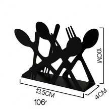 1PC Metal Napkin Holder - An Elegant Vertical Desktop Tissue Holder With A Complex Black Design, Perfect For Home, Hotel Or Cafe Decoration - Black - View 13