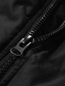 Manteau d'hiver casual pour hommes, doublé thermique matelassé, fermeture éclair avant, doublure en peluche, capuche amovible, tissu épais, manteau à manches longues pour l'hiver - Noir - Voir 10