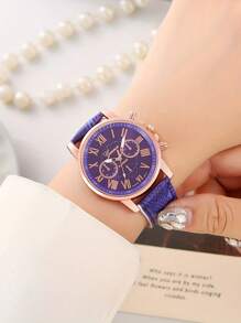 1/3/4/5 pièces Montres Élégantes pour Femmes en Quartz Romain - Cadran Rond à La Mode avec Bracelet, Idée de Cadeau Parfaite