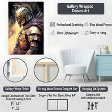 1pc The Mandalorian, Warrior In The Rain, Sci-Fi Armor Style Framed Wall Art - Canvas Prints Poster, Ready To Hang - Home Decor, Ideal For Home, Office Wall Decor, Family Gift, Living Room Bedroom Wall Decor - 香檳色 - 查看 8