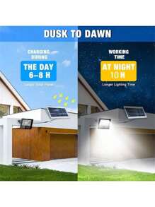 1 Model Outdoor Solar Lighting, LED Beads Bright White Light Dusk To Dawn, Solar Security Floodlight For Barn, Garden, Garage, Path, Yard, Terrace, Lawn, Balcony, With Cable