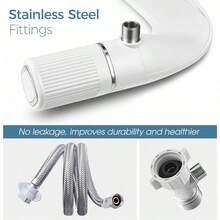 Bidé BIGCOW ultra delgado con doble boquilla no eléctrica para lavado frontal y trasero. Accesorio de inodoro con entrada de metal y presión de agua dulce ajustable - Cromo - Ver 4