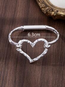 1 pieza Brazalete tipo abrazadera de aleación con diseño minimalista de corazón hueco y cruz de moda