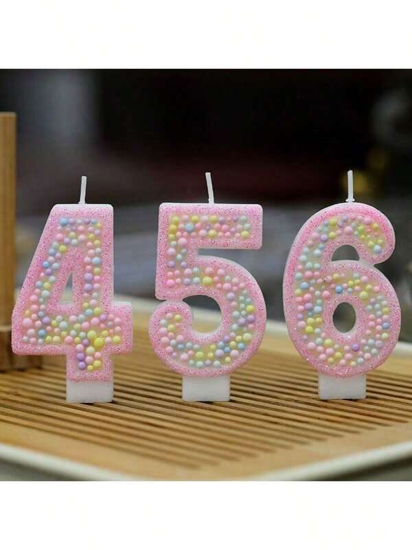 1pc Number 0-9 Digit Birthday Candles, Pink And Rainbow Ball With Glitter Sequins, Suitable For Birthday Party Cake Decoration, Suitable For Anniversary Parties,Suitable Wedding Anniversary , Suitable For Cute Pet Theme Cake Decoration Candles, Cake Decoration Pure Handmade DIY,Preferred Gift ﻿