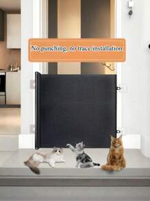 Adjustable Black Pet Gate Door, Easy Install No-Drill Indoor Stair Fence, Dog Gate, Cat Enclosure, Self-Closing Pet Door Gate For Indoor Outdoor Use