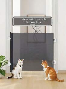 Adjustable Black Pet Gate Door, Easy Install No-Drill Indoor Stair Fence, Dog Gate, Cat Enclosure, Self-Closing Pet Door Gate For Indoor Outdoor Use