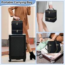 Borsa organizer per smalti, organizzatore portatile per smalti, custodia organizer in pelle PU per kit di smalti, contiene 30 bottiglie (15ml/0,5 fl.oz) e lampada per unghie, per organizzare gli strumenti per la arte di unghie e gli smalti per gli amanti della arte di unghie. (Solo borsa)