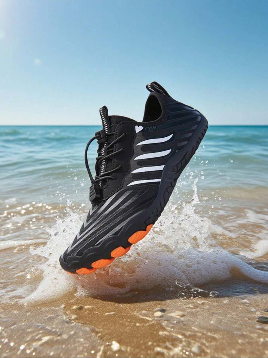 New Men's Water Shoes Upstream Trekking Wading Aqua Shoes Quick Drying Anti-Slip Five Finger Wear-Resistant Beach Water Sports Sneakers Size 39-46 - 黑色 - 查看 1