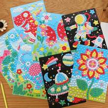 6pcs Random Styles Mosaic Cartoon Stickers, Self-Adhesive Handmade Graffiti Stickers, Daily Handmade Creative Stickers - Multicolor - View 2