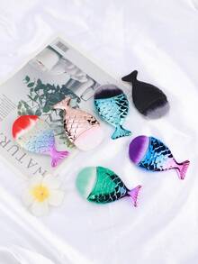 1pc Convenient Mermaid Tail Shaped Foundation Brush, Elegant Kabuki Brush, Sunscreen BB Cream Blender, Powder Cream Contour Blending Makeup Brush Tool,Foundation Brush,Concealer Brush,Blush Brush,Contour Brush,Blush Brush,Bronzer Brush,Powder Brush,Foundation Brush,Blush Brush - Multicolor - View 2