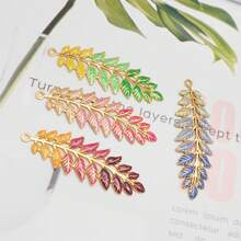 1 pièce Pendentif charm de feuilles de saule émaillé - Feuille en acier inoxydable pour la fabrication de bijoux, collier et boucle d'oreille DIY Craft Findings 6x2cm