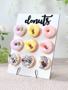 1 套木制甜甜圈展示架（可放置 9 个甜甜圈）、节日派对食物展示架、DIY 甜点装饰道具甜甜圈支架、蛋糕装饰架、生日派对蛋糕架、蛋糕支架、蛋糕装饰、婴儿派对装饰蛋糕架、婚礼甜点托盘、性别揭秘派对用品甜甜圈架、木制食物托盘、宴会甜点展示架、蛋糕托盘