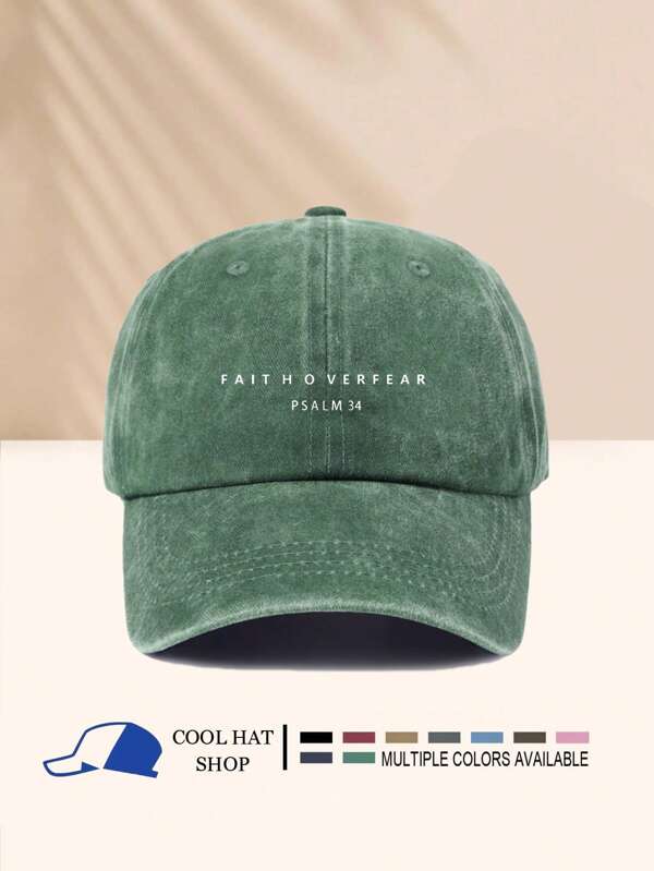 Vintage Washed "FAITH OVER FEAR" Baseball Cap - Adjustable, Lightweight, Polyester, Ideal For Outdoor Activities & Gifts, Outdoor Sports Cap | Vintage Style Cap | Lightweight Headgear