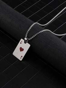 1pc Unique Hip Hop Spades A & Heart Pendant Couple Necklace