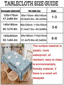 Vinyl Tablecloth With Flannel Backing,Plastic Waterproof Rectangle Tablecloths,Flannel Backed Table Cloth For Camping Dining Indoor & Outdoor, Table Cover - Blue - View 2