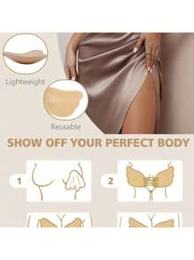 1pc Front Lace-Up Self-Adhesive Padded Push Up Bra