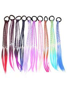 Set de 3 pelucas trenzadas para niños, trenzas degradadas de color, coletas, accesorios para el cabello