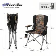 Camping Folding Chair Heavy Duty Steel Frame Support 400 LBS With Side Pocket And Cup Holder Portable For Camping Fishing Picnic Camouflage - Camouflage - View 4