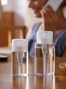 1pc Transparent Pump Dispenser Bottle - Unscented Plastic,Ideal For Cosmetics And Nail Polish Removers, Skincare Solutions - Portable Travel Size, Easy One-Handed Operation