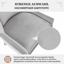 Sedie da pranzo, sedie da cucina, sedie imbottite con borchie, legno massello, rivestimento in velluto, per sala da pranzo e soggiorno, set da 2, grigio