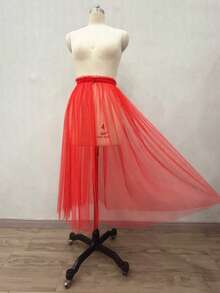 1 件白色新娘派对礼服，配有可拆卸裙裾、松紧腰带和荷叶边，长度 80 厘米，万圣节 - 白色 - 查看 17