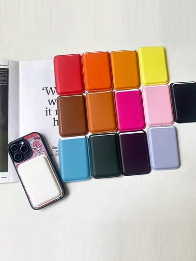 Tarjetero magnético de PU con soporte para tarjetas y adhesivo Magsafe para Apple