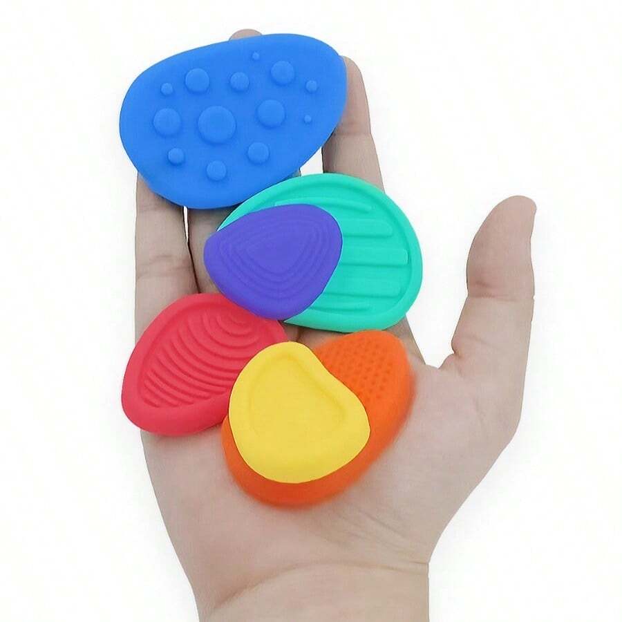 1/2/3/5pcs,Vibrant Sensory Stones | Colorful & Textured Design | Ideal For Party Favors, Classroom Prizes, & Stress - Relief | Promote Sensory Stimulation, Calming Fidget | Sensory Fidget Stones | One - Size - Fits - All - 隨機色 random color - 查看 1