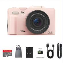 5K UHD & 75MP Digital Camera - Wifi Vlogging Camera, 18X Zoom, 3" 180° Flip Screen, Auto Focus & Anti-Shake, Compact Travel Camera For Live Streaming, 32GB SD Card & 1150mAh Battery, Suitable For Beginner Photography With Adjustable Settings