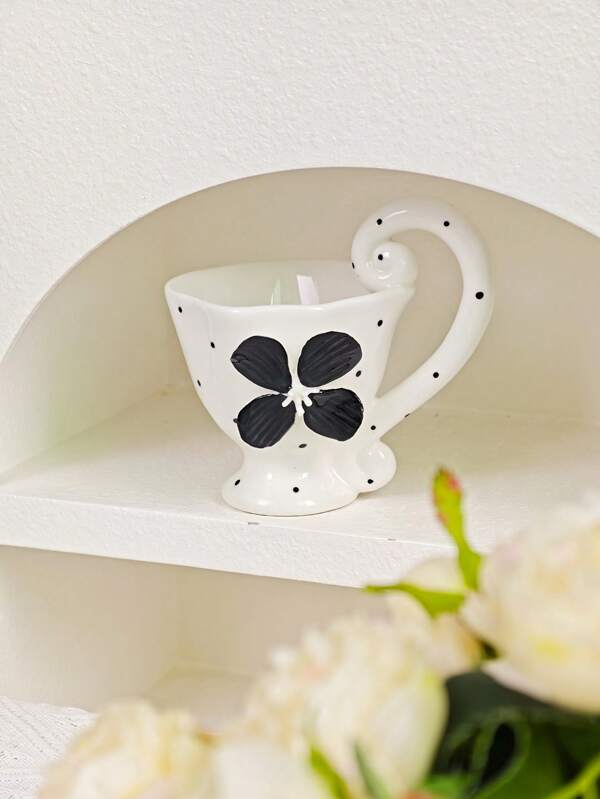 1 Set Taza de café cerámica de gran asa con diseño floral pintado a mano, para uso doméstico