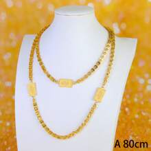Collar largo de boda diseño árabe chapado en oro 21k, joyas islámicas de Dubai para mujeres, novias, compromiso y fiestas, joyería italiana