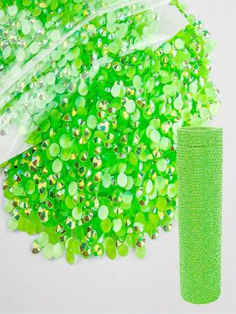 2000 pièces Strass résine plats verts AB de 3-6 mm, pierres de gelée rondes, convient pour la fabrication d'accessoires, chaussures, vêtements, cosmétiques, sacs, décorations et plus encore