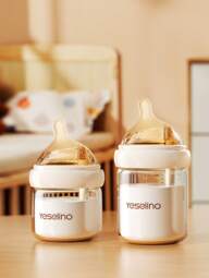 Glass Baby Bottle, Slow/Medium Flow Premium Glass Baby Bottles, Easy Switch Between Breast And Bottle, 0+ Months, Unisex, 1 Pack