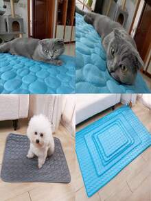 1 件宠物凉爽垫，柔软透气丝绸般方形宠物床垫，适用于猫和中小型犬，适用于沙发、汽车、户外野餐、夏季