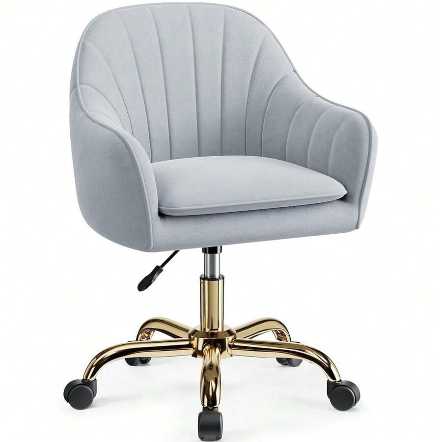 Vanity Chair With Wheels, Comfy Home Office Desk Chairs Adjustable Modern Velvet Makeup Vanity Chairs For Bedroom Living - Multicolor - View 1