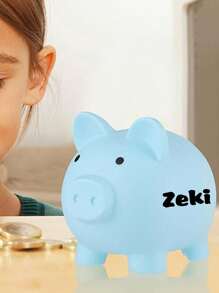 1pc Custom Name Piggy Bank For Kids/Boys/Girls , Personalized Kids Piggy Bank, Customized Unbreakable Piggy Bank, Customizable Plastic Money Bank, 3 Sizes, Pink/Blue/Gold