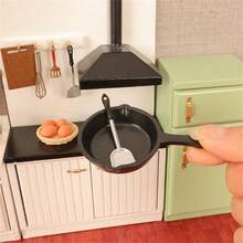 10pcs Miniature Realistic Kitchen Accessories Model Set, Including Hand Mixer, Rolling Pin, Frying Pan, Etc. - Multicolor - View 4