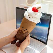 Chocolate Ice Cream Plush Doll Stuffed Doll Pillow Cake, Funny Cold Drink, Milk Tea, Ice Cream Cone, Gift For Girls, Summer - Brown - View 7
