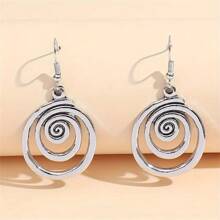 Vintage Geometric Spiral Circle Pendant Earrings, Women's Party Jewelry Gift