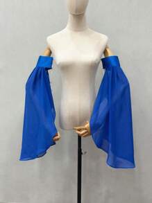 1pc Black Chiffon With Puff Sleeves & Grim 2 Elastic For Halloween Party Bride Sleeve Accessory