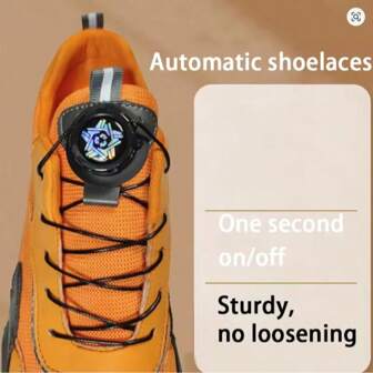 1 Pair Men's Metal Wire Self-Locking Shoelaces, No Tie Shoelaces, Quick Lock Laces, For Sneakers