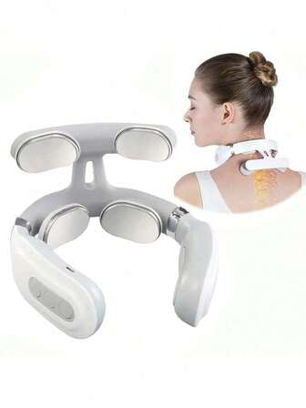 1pc Portable Electric Neck Massager, Smart Cervical Massager With USB Charging, Rechargeable Lithium Battery, Unscented, Ideal Gift For Family, Men, And Women - Neck And Shoulder Relief