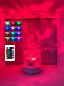 1 confezione Lampada da tavolo con luce notturna a tipo C rotonda, lampada creativa da comodino con effetto di onde rotanti, lampada atmosferica a fiamma con 16 colori e effetto diamante, con telecomando, luce notturna RGB per camera da letto con design a onde rotanti, adatta per camere dei bambini, camere da letto, corridoi