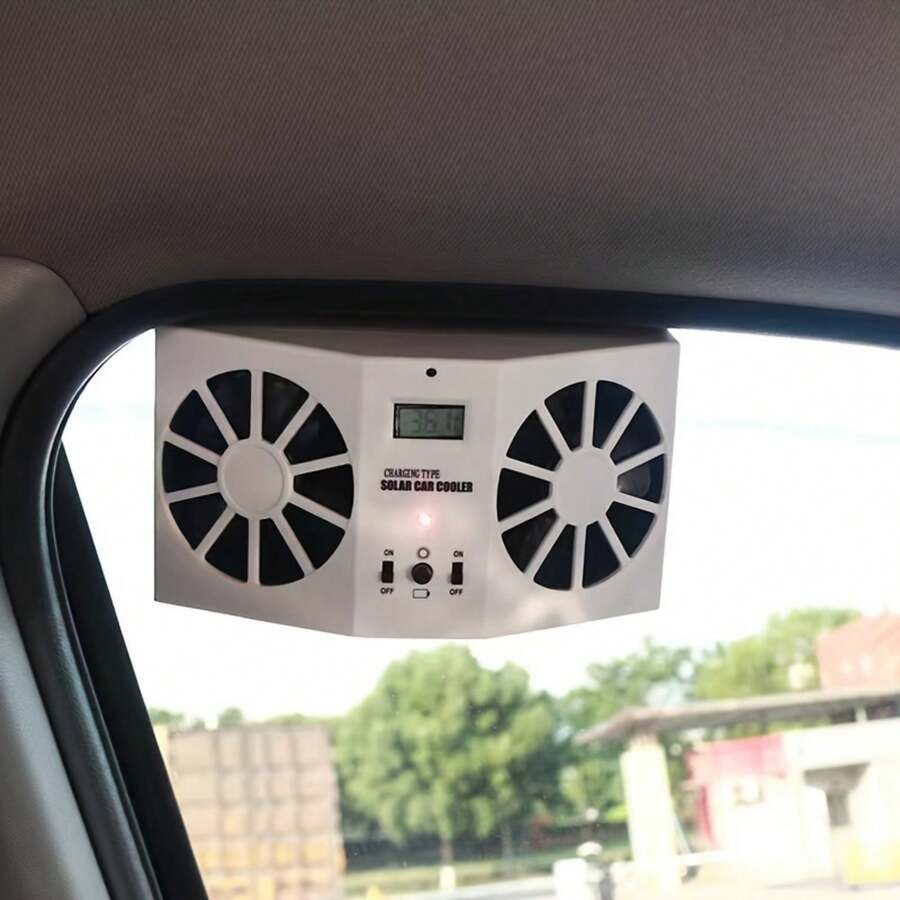 Essential Solar-Powered Car Exhaust Fan - Choose Between White Or Black For Optimal In-Car Ventilation And Air Circulation Cooling - trắng - Xem 1